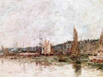 Honfleur, the Port, Morning Artwork by Eugène-Louis Boudin