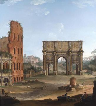 Rome, a capriccio view of the Colosseum and the Arch of Constantine Artwork by Antonio Joli