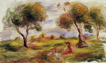 Landscape with Figures at Cagnes Artwork by Pierre Auguste Renoir