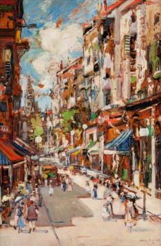 A Continental Street Scene Artwork by James Kay