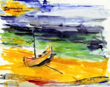 Boat in the Harbor at St. Tropez Artwork by Moise Kisling