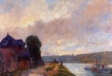 Tugboat on the Seine Downstream from Rouen Artwork by Albert Lebourg