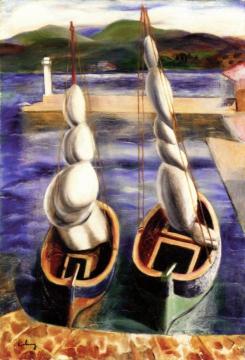 Two Boats Artwork by Moise Kisling