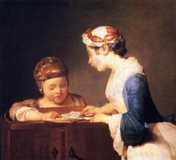 The Schoolmistress Artwork by Jean-Baptiste-Simeon Chardin
