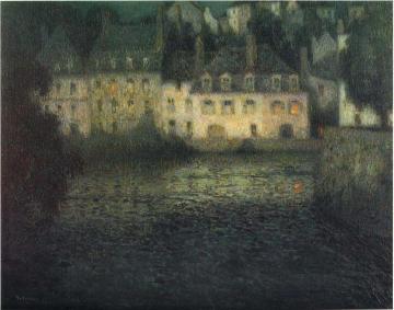 House by the river in full moon Artwork by Henri Le Sidaner