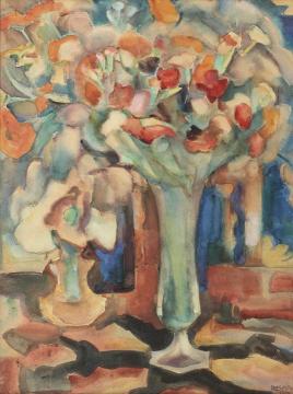 Still Life With Flowers In A Glass Vase Artwork by Leo Gestel