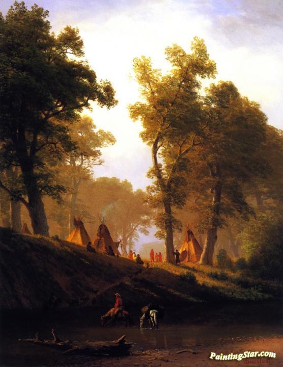 The Wolf River, Kansas Artwork by Albert Bierstadt