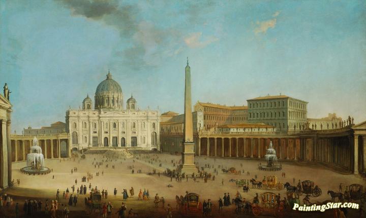 St. Peter's Chathedral and St. Peter's Square in Rome Artwork by Antonio Joli