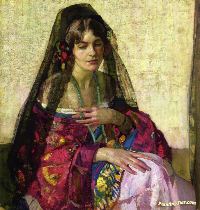 Black Mantilla Artwork by Richard Edward Miller