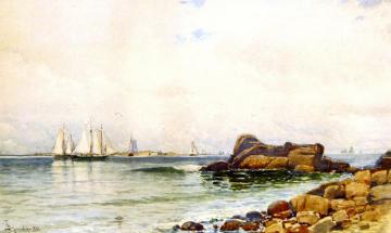 Coastal Rocks with Sailboats Artwork by Alfred Thompson Bricher