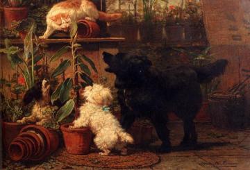 In The Greenhouse Artwork by Henriette Ronner-Knip