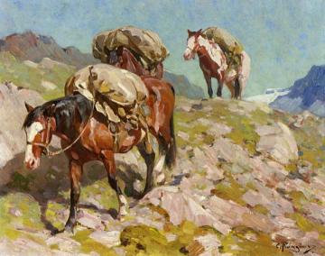 Supply Train Artwork by Carl Rungius