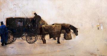 Coaches In The Winter Cold Artwork by Floris Arntzenius