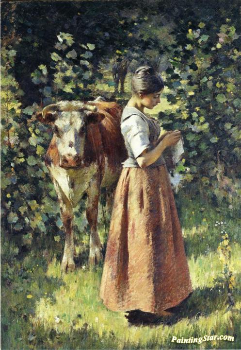 The Cowherd Artwork by Theodore Robinson