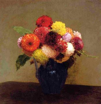 Vase of Dahlias Artwork by Henri Fantin-Latour