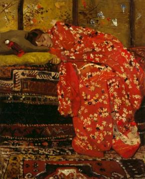Girl In Red Kimono Artwork by George Heidrik Breitner