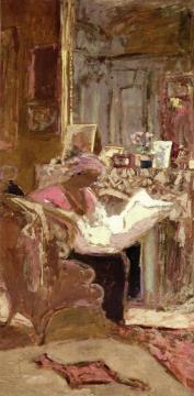 Madame Hessel Reading her Paper by the Fireplace (study) Artwork by Edouard Vuillard