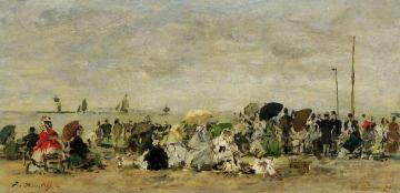 Beach Scene, Deauville Artwork by Eugène-Louis Boudin