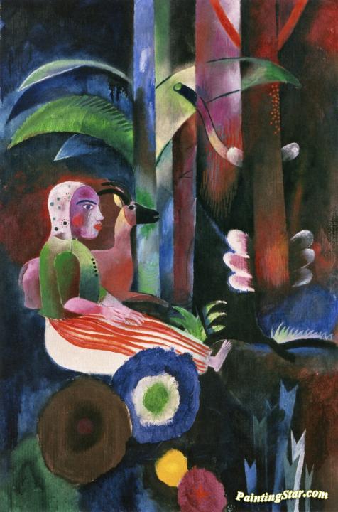 Forest, Girl, Goat Artwork by Heinrich Campendonk