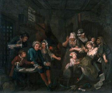 A  Rake's Progress: 7. The Rake in Prison Artwork by William Hogarth