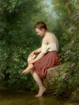 Young Girl by the Lake Artwork by Fritz Zuber-Buhler