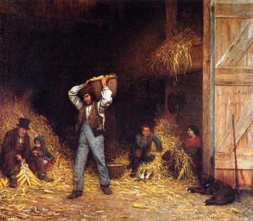 Corn Husking Artwork by Eastman Johnson