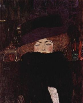 Lady with Hat and Featherboa Artwork by Gustav Klimt