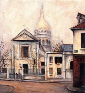 Saint-Pierre Church and Sacré-Coeur Artwork by Maurice Utrillo