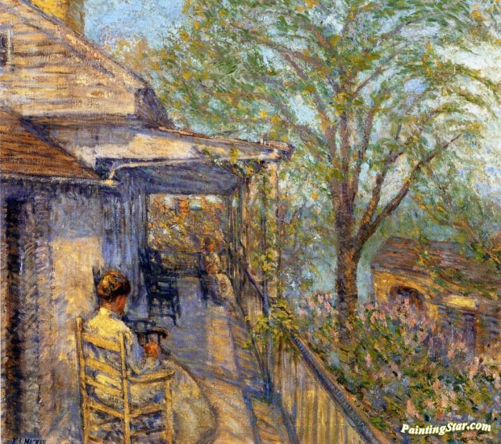The Upper Porch at the Holley House Artwork by Elmer Livingston MacRae