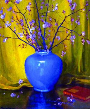 Vase and Cherry Blossoms Artwork by Jean Mannheim
