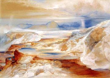 Hot Springs at Gardiners River Artwork by Thomas Moran