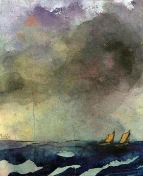 Sea With Two Sailboats Artwork by Emil Nolde