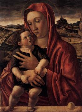 Madonna, with Child Standing on a Parapet Artwork by Giovanni Bellini
