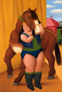 Circus Woman with a Horse Artwork by Fernando Botero