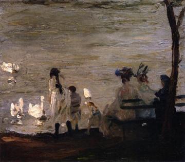 Swans In Central Park Artwork by George Wesley Bellows