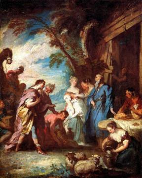 Rébecca recevant des mains d'Eliezer les présents d'Abraham Artwork by Francois Boucher