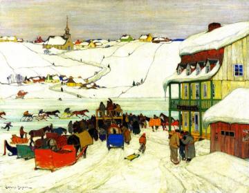 Horse Racing In Winter Artwork by Clarence Gagnon
