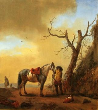 Soldier and his horse Artwork by Philips Wouwermans