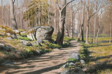 Spring landscape with anemones Artwork by Johan Krouthén