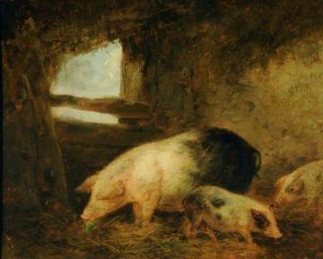 Pigs in a Sty Artwork by George Morland