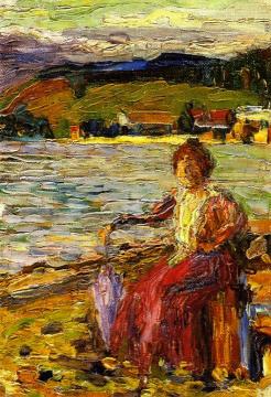 Kochel - Lady Seated by a Lakeside Artwork by Wassily Kandinsky
