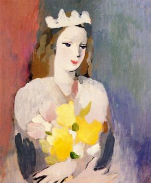 Girl with Bouquet Artwork by Marie Laurencin