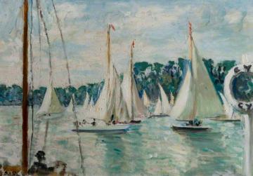 Racing Yachts On The Seine Artwork by Jacques Emile Blanche