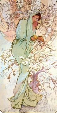 The Four Seasons: Winter Artwork by Alfons Maria Mucha