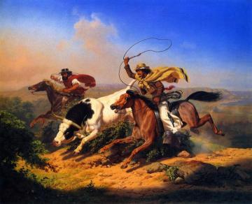 Vaqueros Roping A Steer Artwork by Charles Christian Nahl
