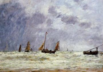 Berck, The Departure Of The Boats Artwork by Eugène-Louis Boudin