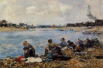 Laundresses on the Banks of the Touques Artwork by Eugène-Louis Boudin