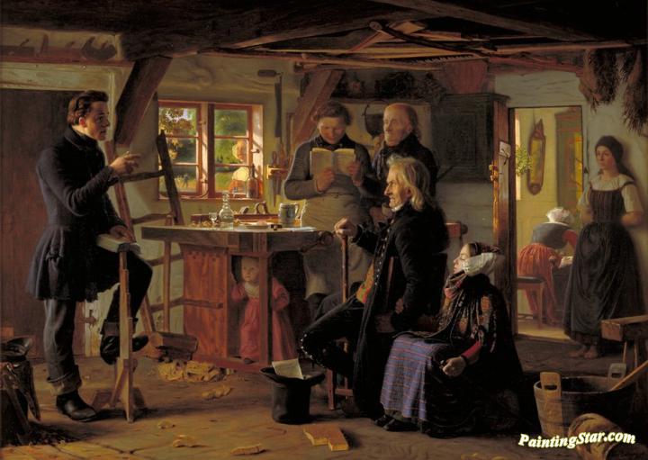 Mormons Visiting A Carpenter In The Countryside Artwork by Christen Dalsgaard