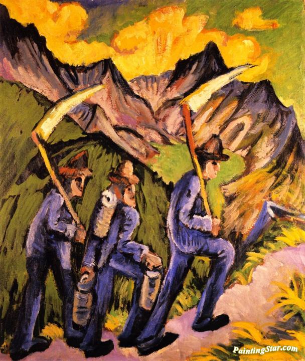 Alpine Life, Triptych (left panel) Artwork by Ernst Ludwig Kirchner