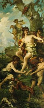 Artemis Among The Wood Nymphs Artwork by Henri Leopold Levy